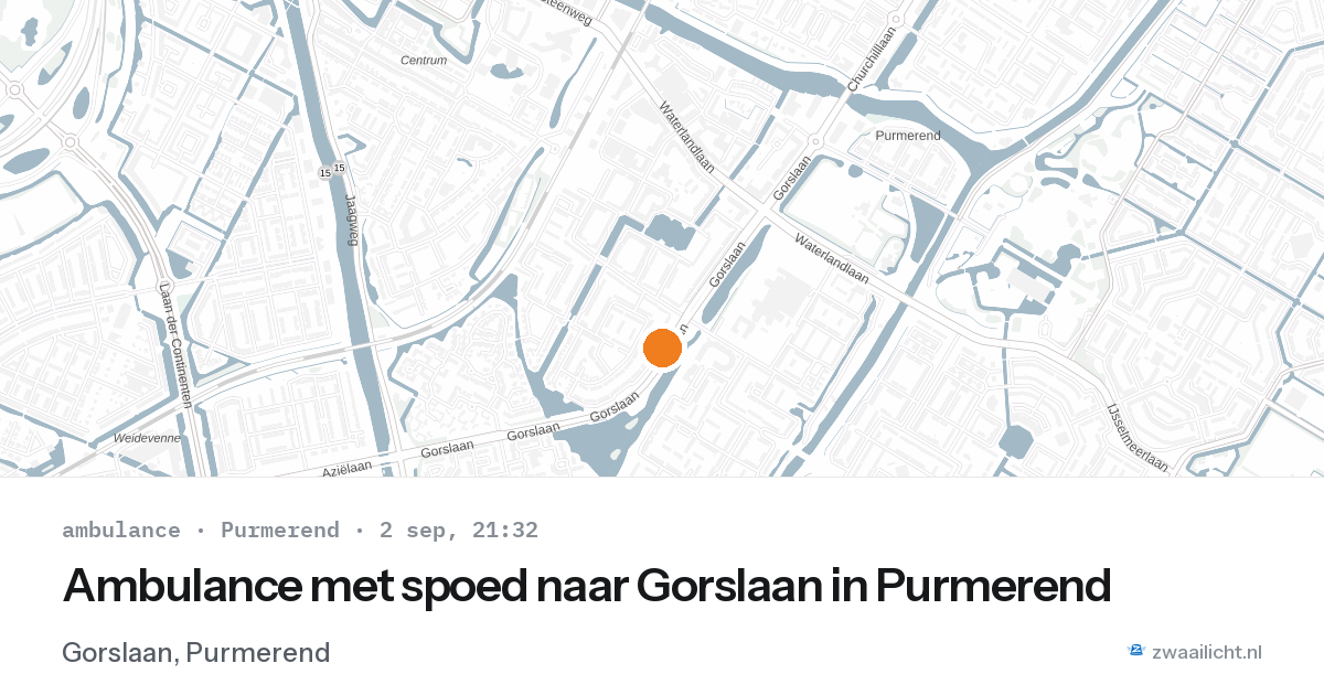 Ambulance met spoed naar Gorslaan in Purmerend — 2 sep 2026