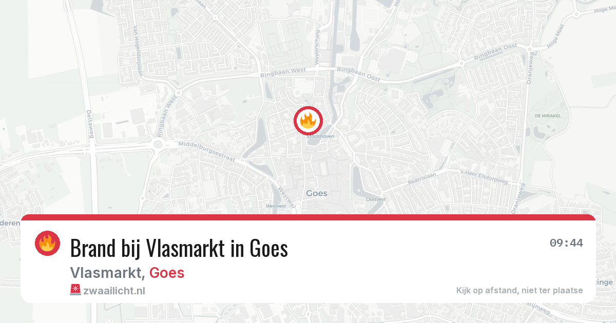 Brand bij Vlasmarkt in Goes — 14 aug 2026