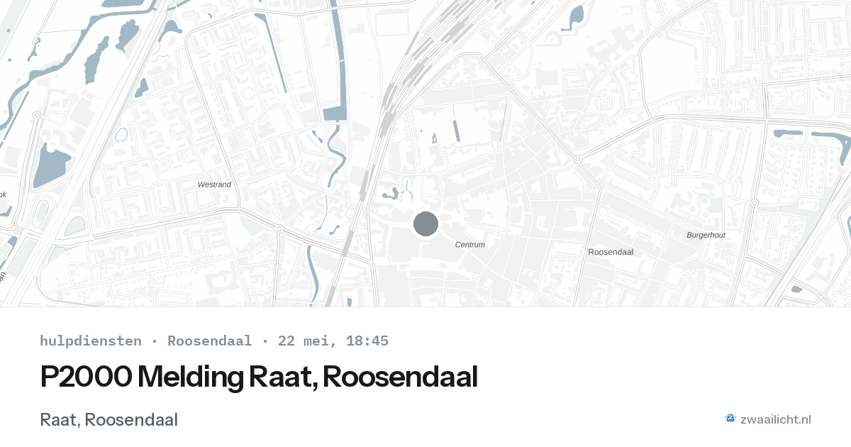 P2000 Melding Raat, Roosendaal — 22 mei 2026