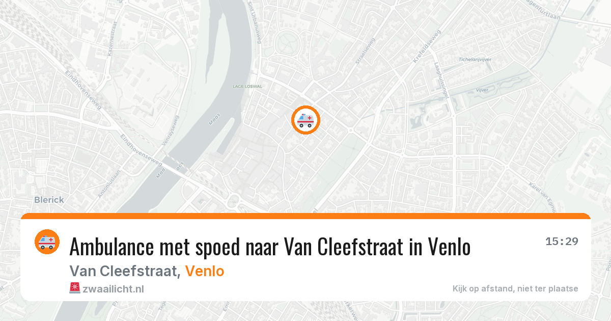 Ambulance met spoed naar Van Cleefstraat in Venlo — 30 jul 2026