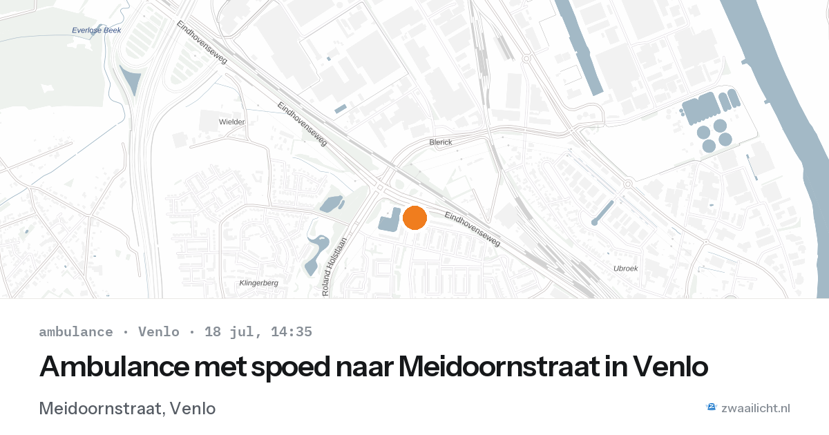 Ambulance met spoed naar Meidoornstraat in Venlo — 18 jul 2026