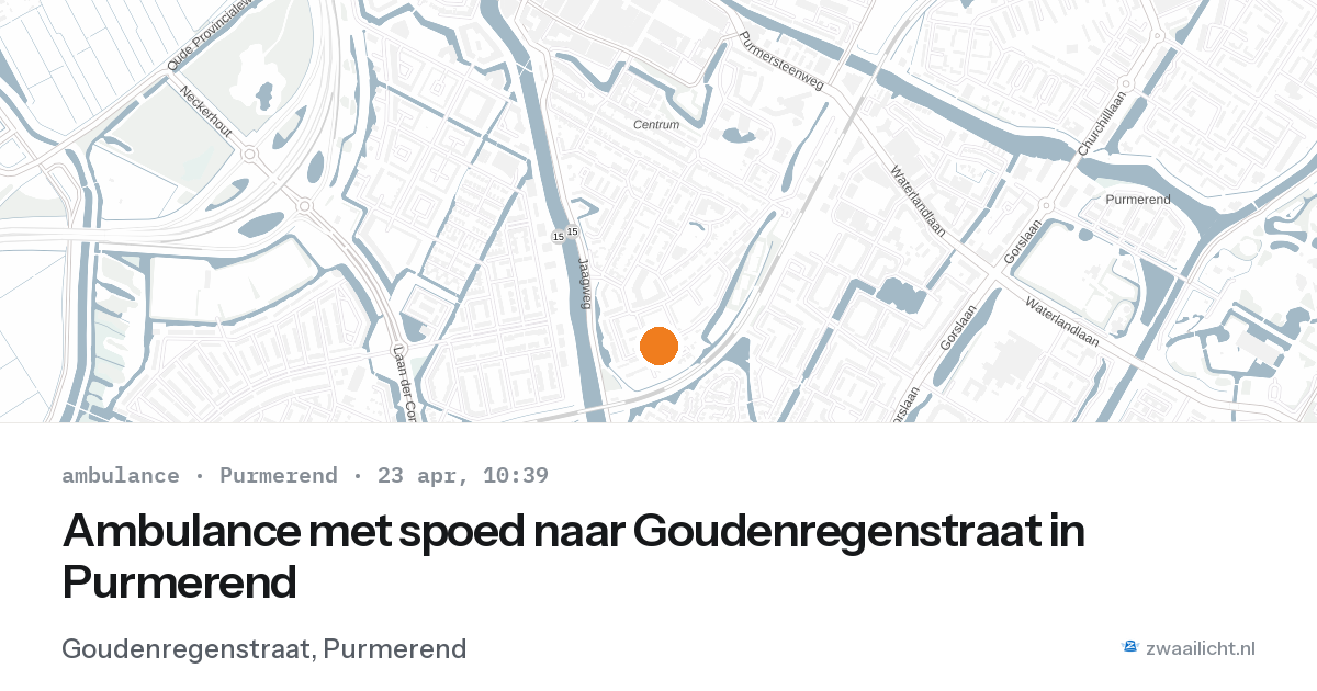 Ambulance met spoed naar Goudenregenstraat in Purmerend — 23 apr 2026