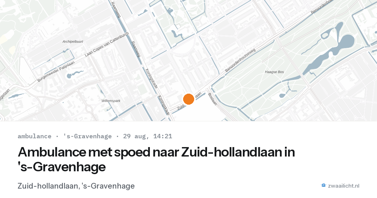 Ambulance met spoed naar Zuid-hollandlaan in 's-Gravenhage — 29 aug 2026