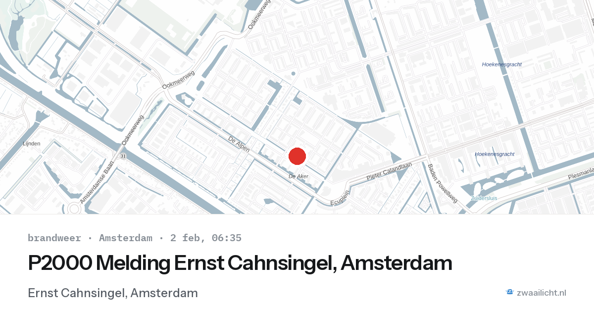 P2000 Melding Ernst Cahnsingel, Amsterdam — 2 feb 2026