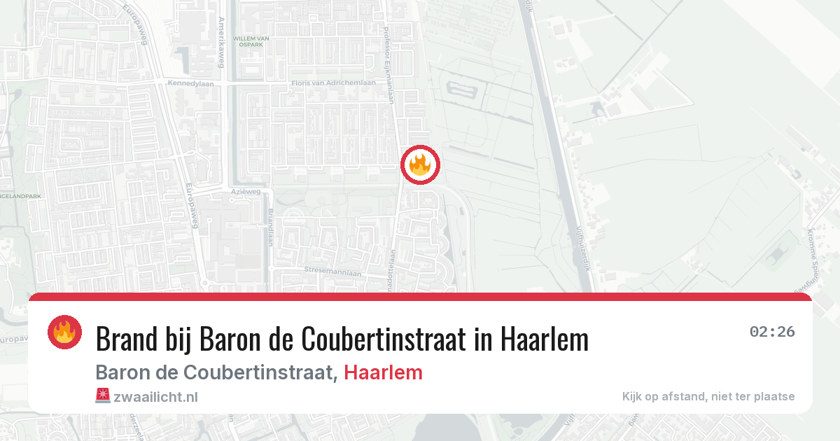 Brand bij Baron de Coubertinstraat in Haarlem — 17 mei 2026
