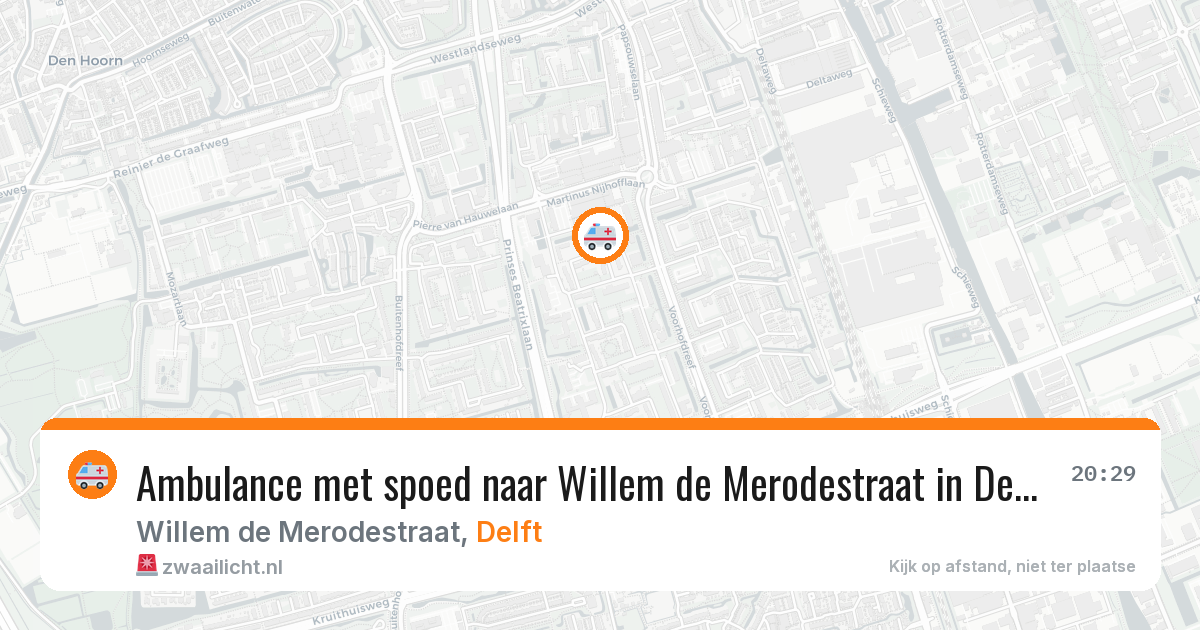 Ambulance met spoed naar Willem de Merodestraat in Delft — 14 jun 2026