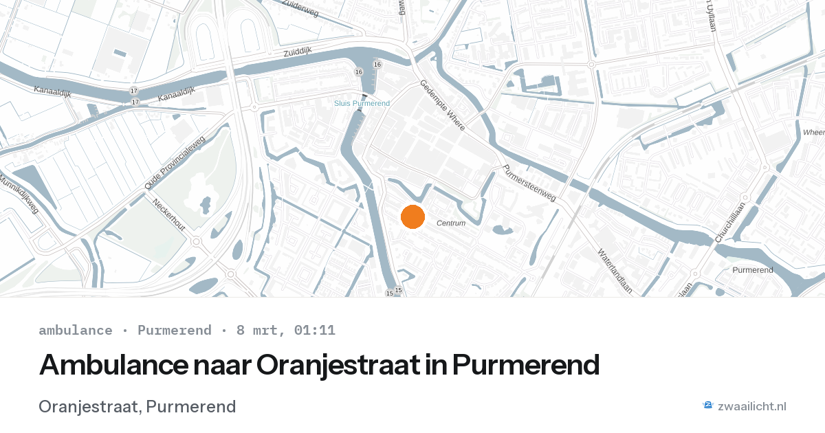 Ambulance naar Oranjestraat in Purmerend — 8 mrt 2026