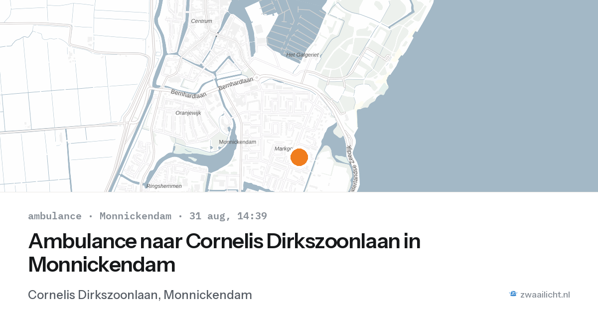 Ambulance naar Cornelis Dirkszoonlaan in Monnickendam — 31 aug 2026