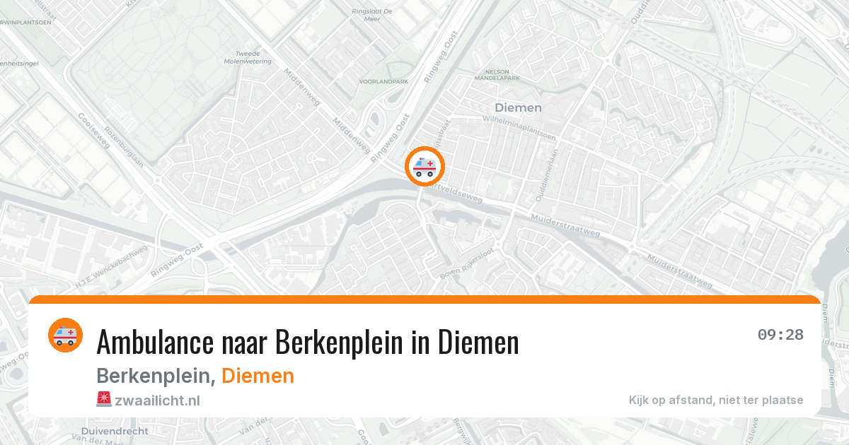Ambulance naar Berkenplein in Diemen — 21 jun 2026