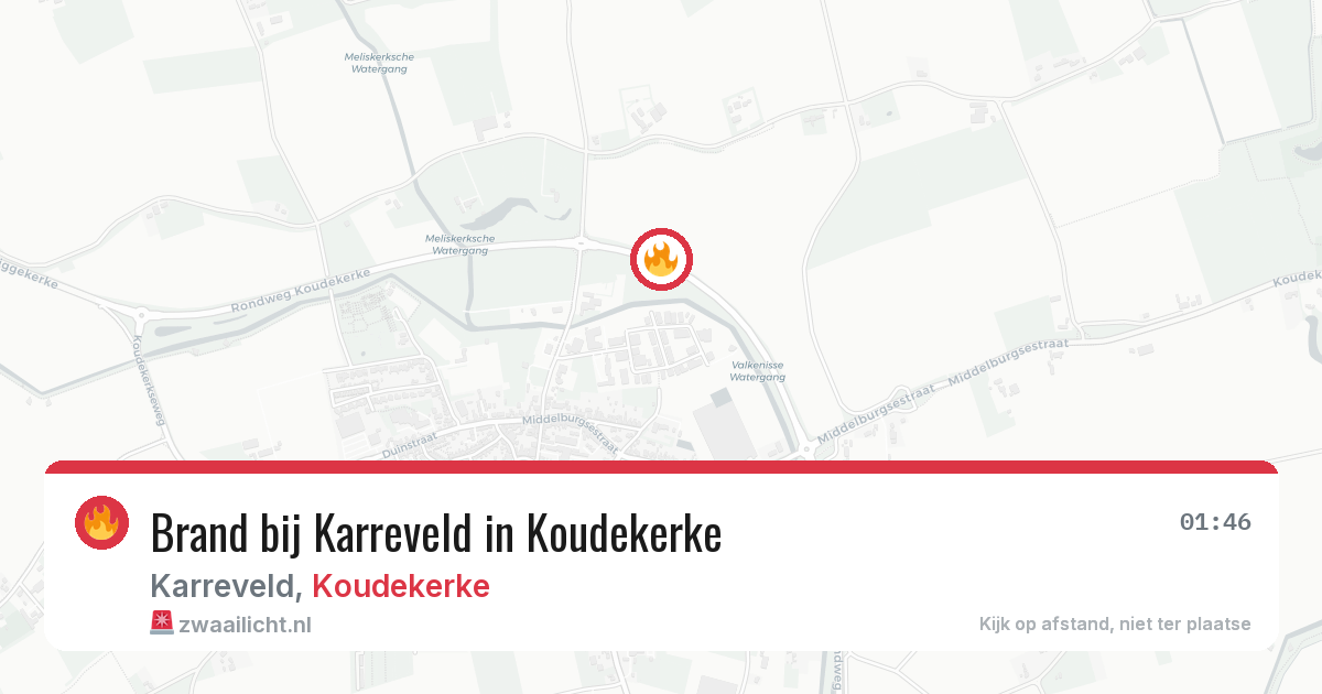 Brand bij Karreveld in Koudekerke — 13 aug 2026