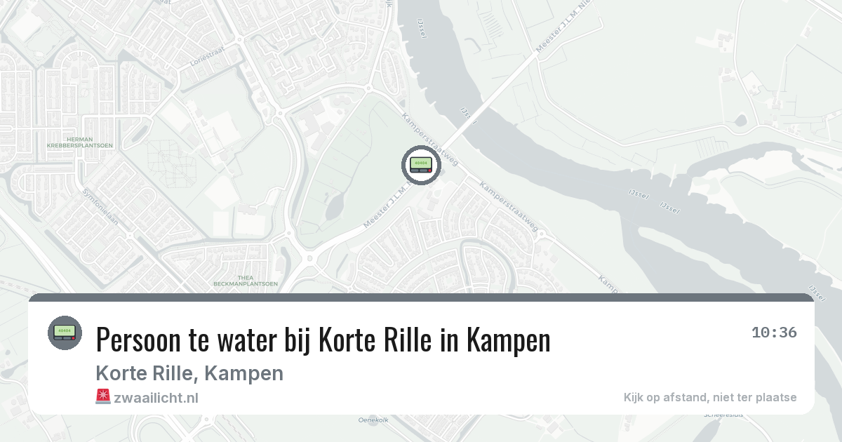 Persoon te water bij Korte Rille in Kampen — 6 jul 2026
