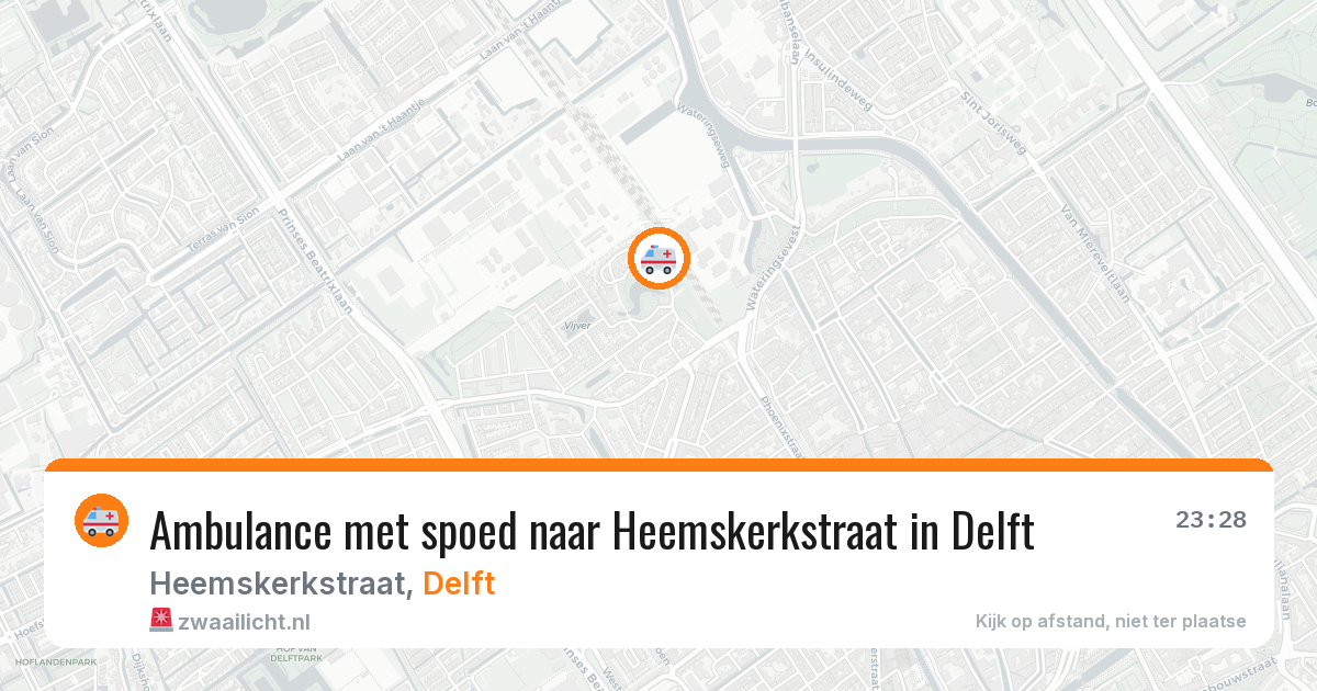 Ambulance met spoed naar Heemskerkstraat in Delft — 15 jul 2026
