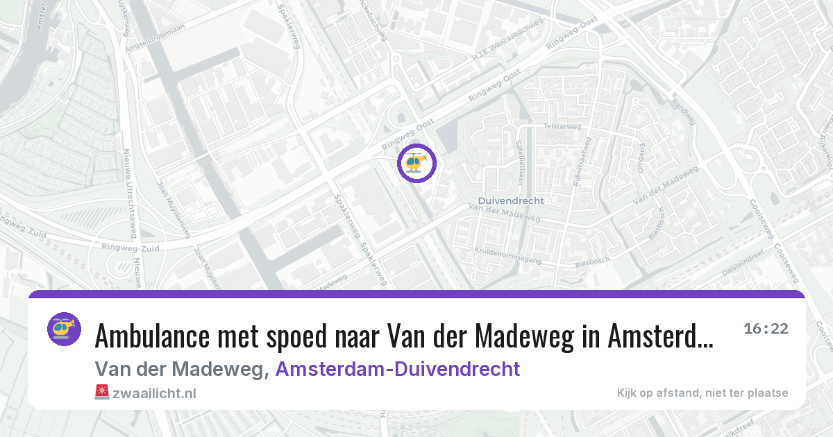 Ambulance met spoed naar Van der Madeweg in Amsterdam-Duivendrecht — 12 mrt 2026