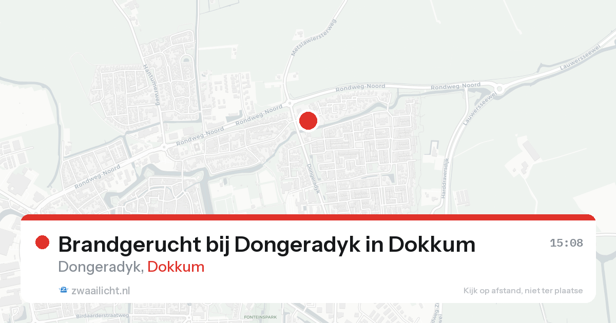 Brandgerucht bij Dongeradyk in Dokkum — 16 aug 2026