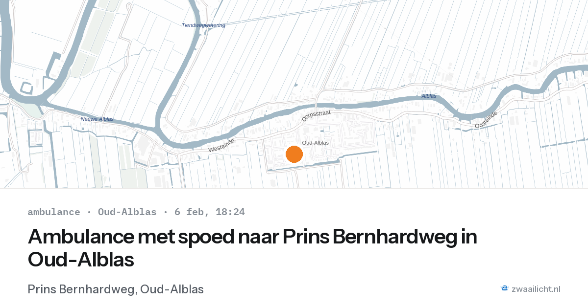 Ambulance met spoed naar Prins Bernhardweg in Oud-Alblas — 6 feb 2026