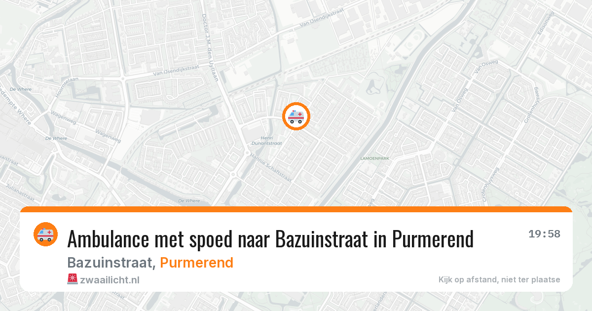 Ambulance met spoed naar Bazuinstraat in Purmerend — 14 jul 2026