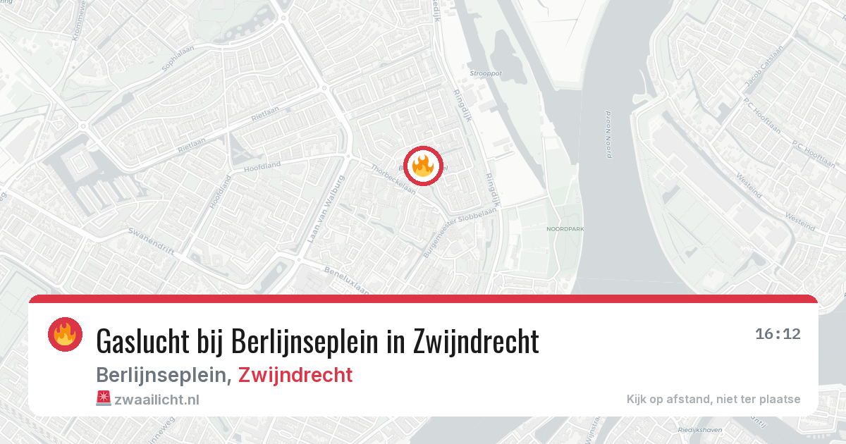 Gaslucht bij Berlijnseplein in Zwijndrecht — 13 aug 2026