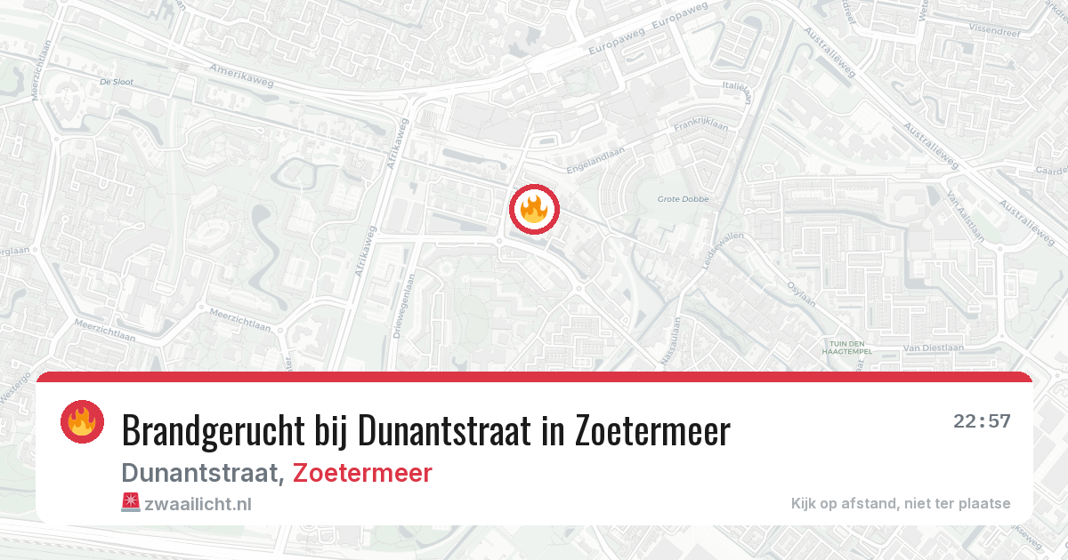 Brandgerucht bij Dunantstraat in Zoetermeer — 9 jun 2026