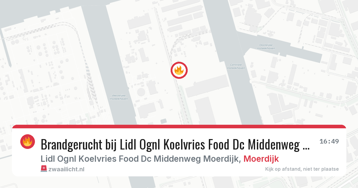 Brandgerucht bij Lidl Ognl Koelvries Food Dc Middenweg Moerdijk in Moerdijk — 4 jun 2026
