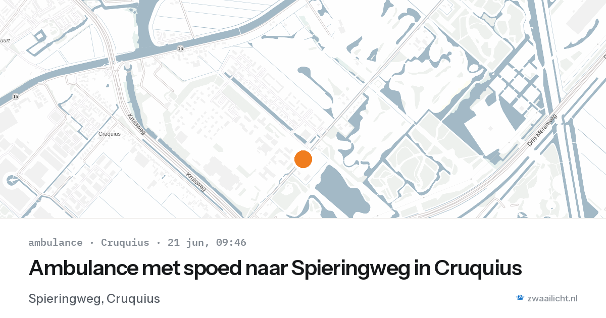 Ambulance met spoed naar Spieringweg in Cruquius — 21 jun 2026