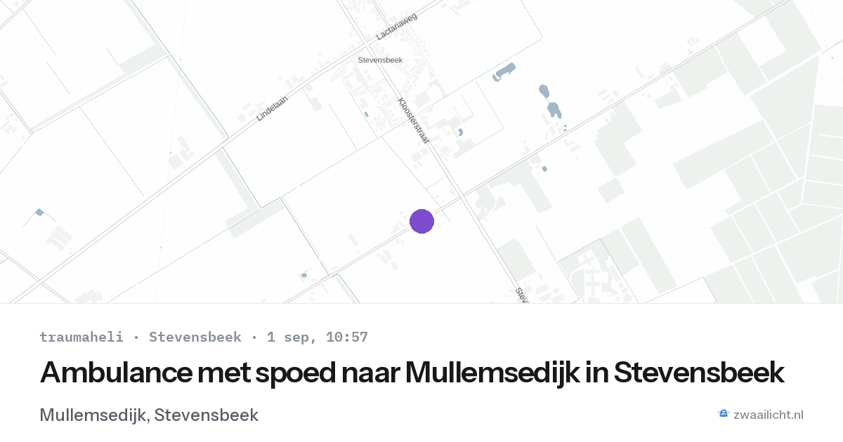 Ambulance met spoed naar Mullemsedijk in Stevensbeek — 1 sep 2026