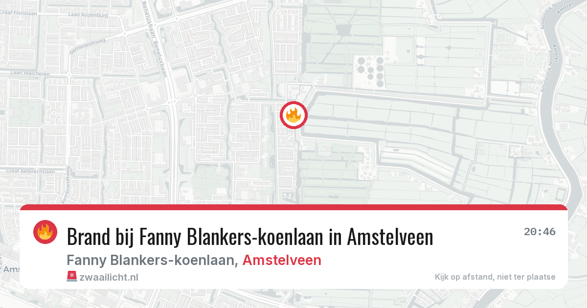 Brand bij Fanny Blankers-koenlaan in Amstelveen — 23 mei 2026