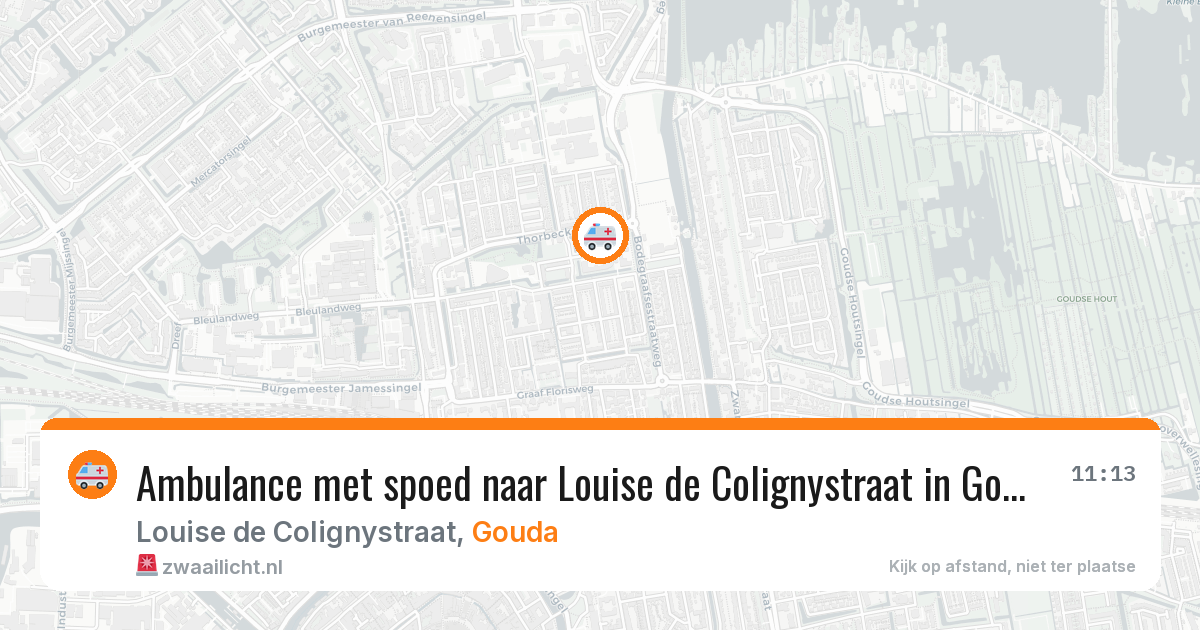 Ambulance met spoed naar Louise de Colignystraat in Gouda — 6 jun 2026