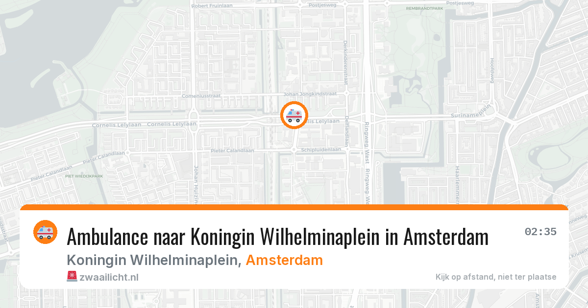 Ambulance naar Koningin Wilhelminaplein in Amsterdam — 24 jul 2026