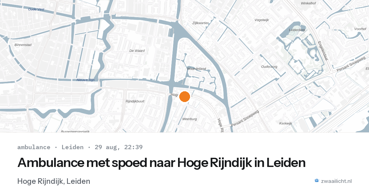 Ambulance met spoed naar Hoge Rijndijk in Leiden — 29 aug 2026