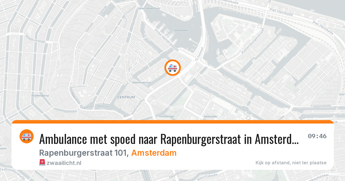 Ambulance met spoed naar Rapenburgerstraat in Amsterdam — 7 mei 2026