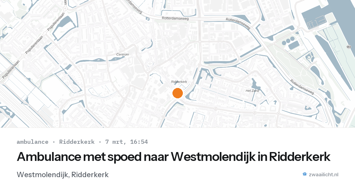 Ambulance met spoed naar Westmolendijk in Ridderkerk — 7 mrt 2026