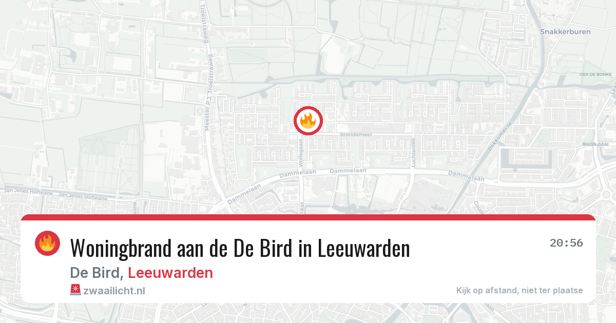 Woningbrand aan de De Bird in Leeuwarden — 4 apr 2026