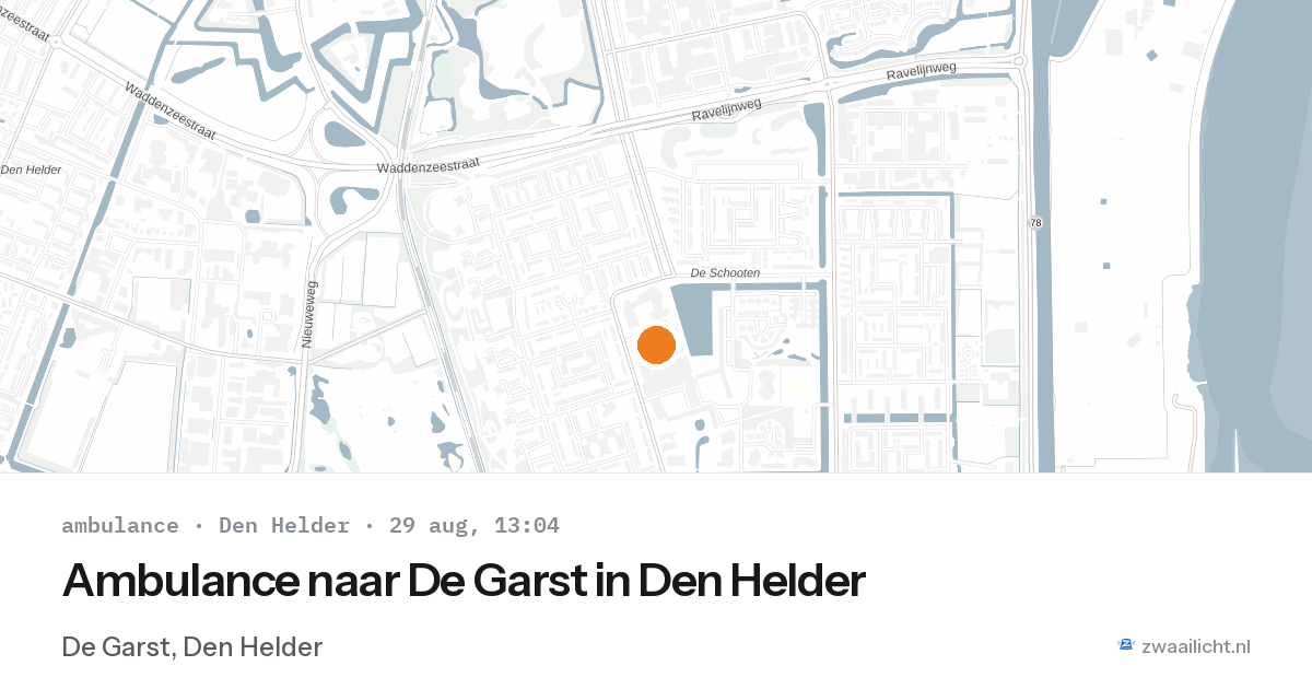 Ambulance naar De Garst in Den Helder — 29 aug 2026