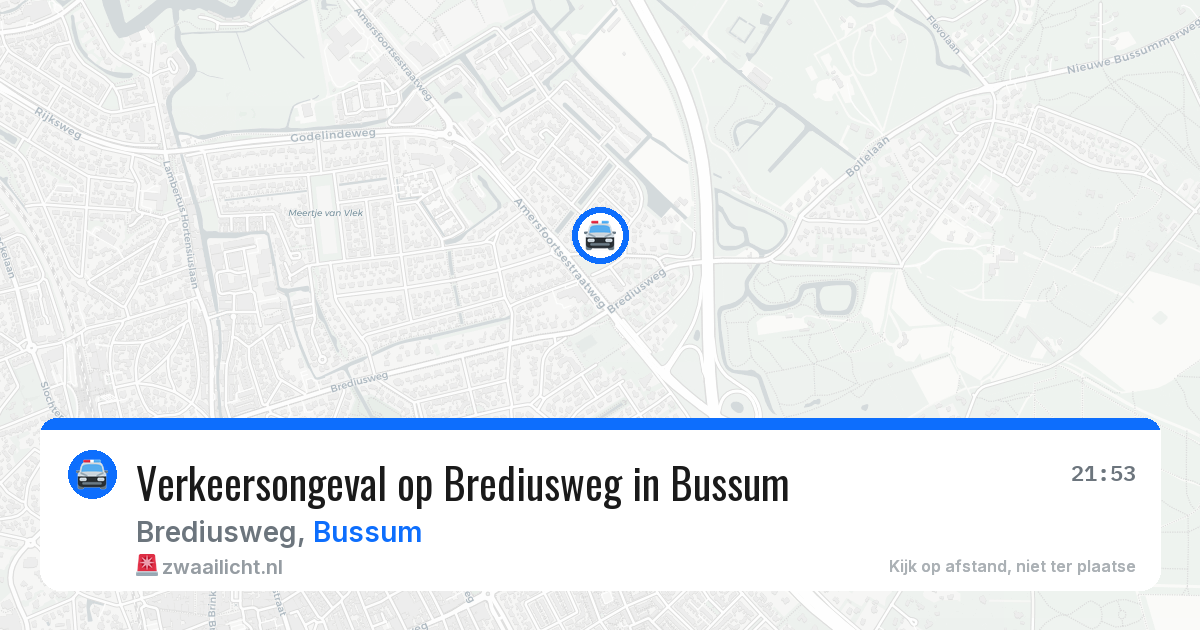 Verkeersongeval op Brediusweg in Bussum — 3 jun 2026