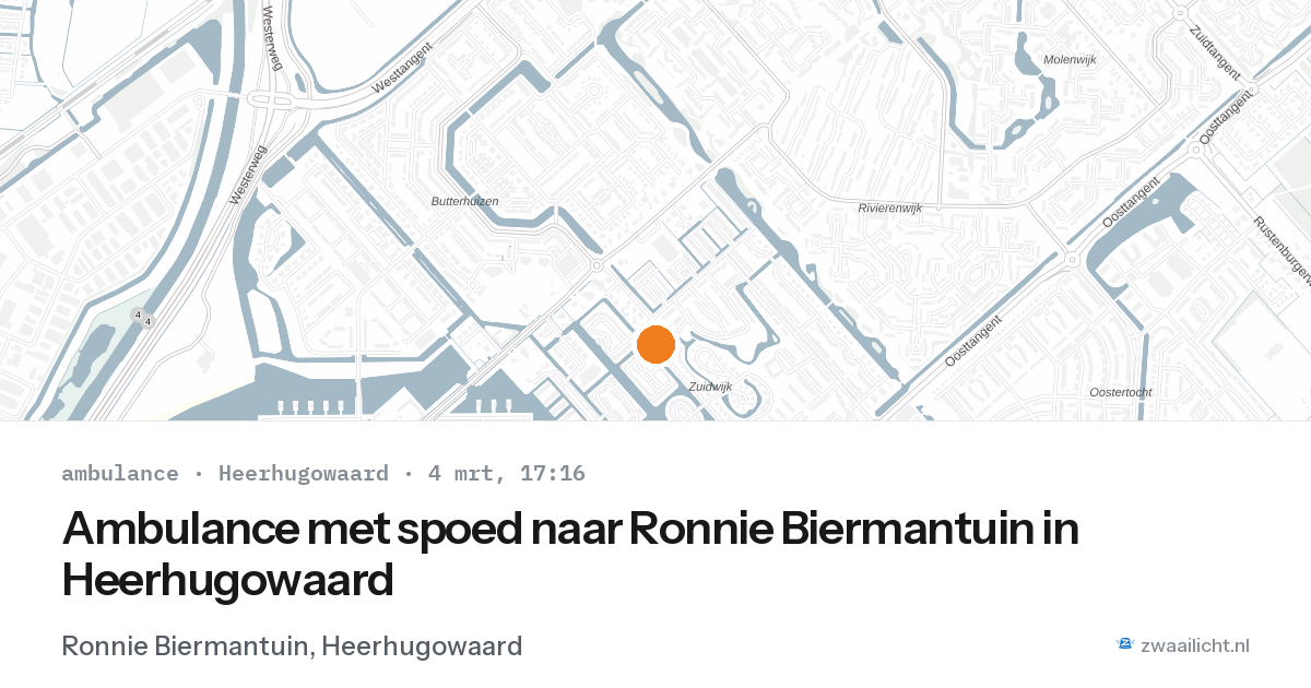 Ambulance met spoed naar Ronnie Biermantuin in Heerhugowaard — 4 mrt 2026