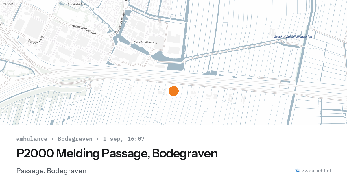 P2000 Melding Passage, Bodegraven — 1 sep 2026