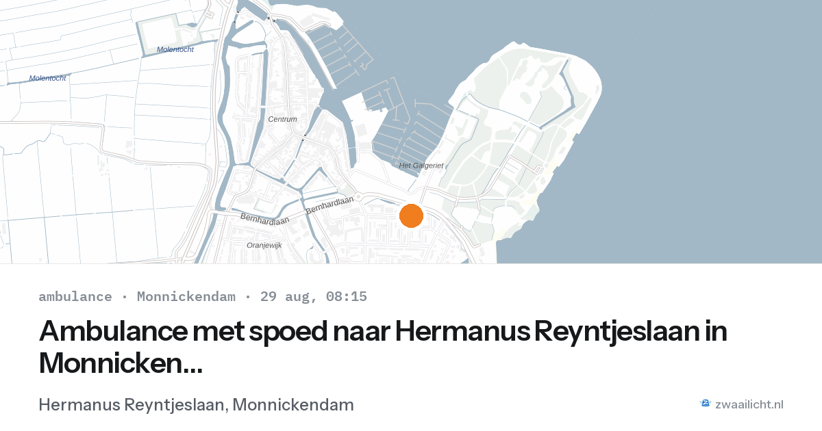 Ambulance met spoed naar Hermanus Reyntjeslaan in Monnickendam — 29 aug 2026