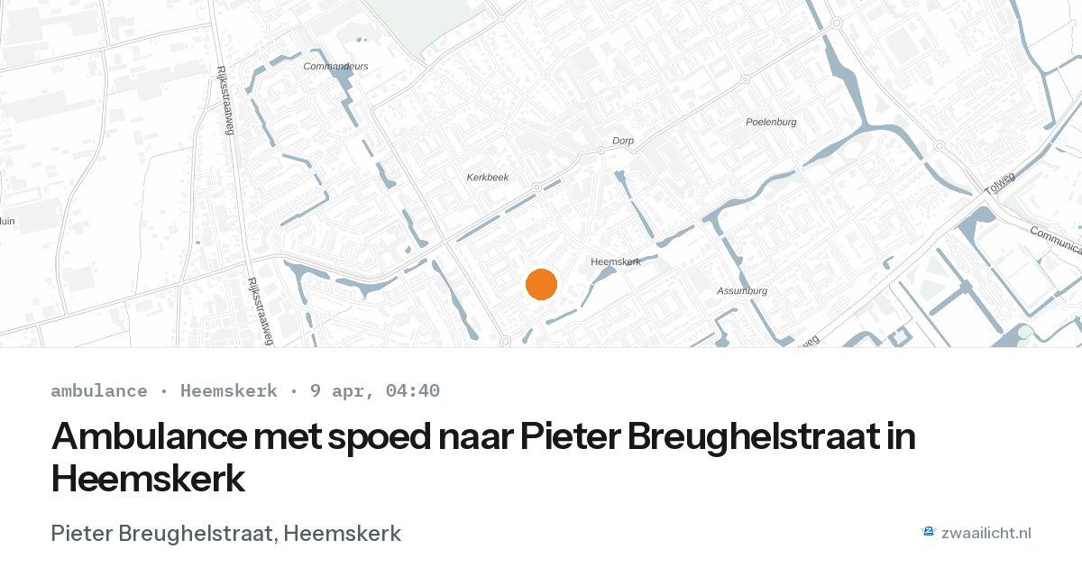Ambulance met spoed naar Pieter Breughelstraat in Heemskerk — 9 apr 2026