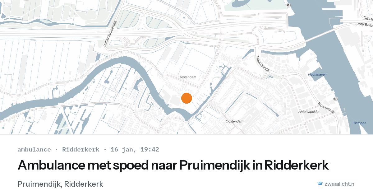 Ambulance met spoed naar Pruimendijk in Ridderkerk — 16 jan 2026