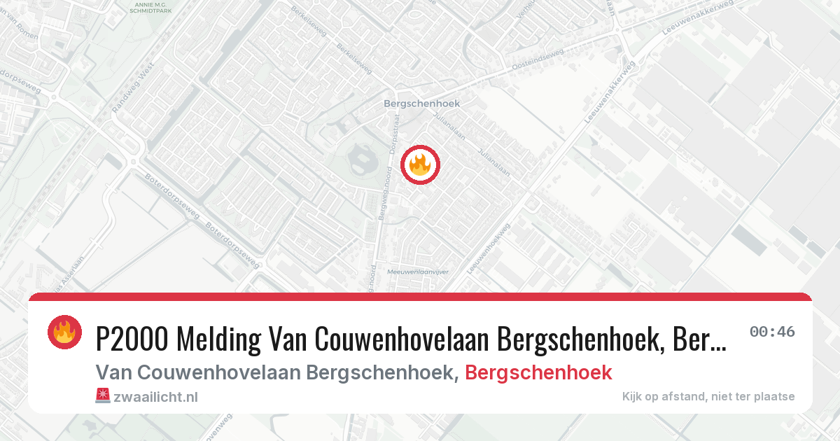 P2000 Melding Van Couwenhovelaan Bergschenhoek, Bergschenhoek — 29 jan 2026