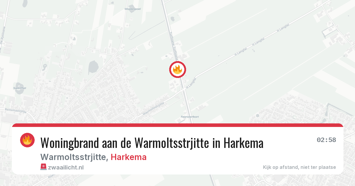 Woningbrand aan de Warmoltsstrjitte in Harkema — 16 mei 2026