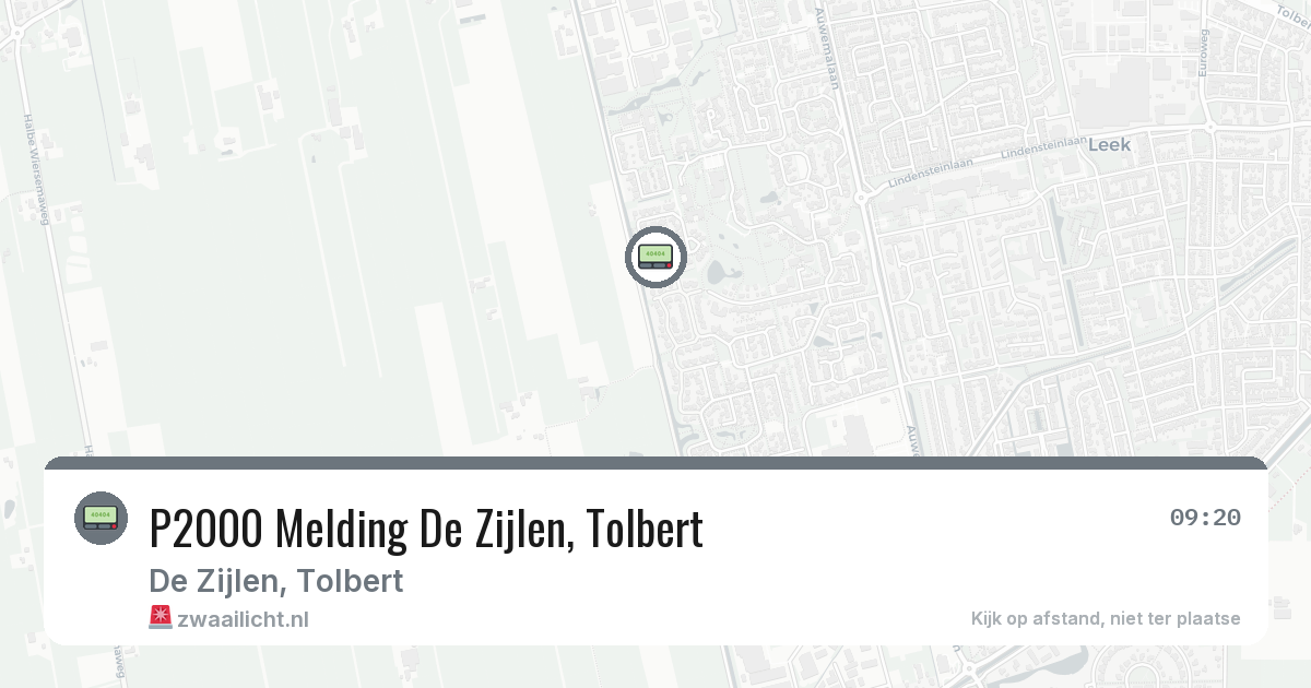 P2000 Melding De Zijlen, Tolbert — 1 mrt 2026