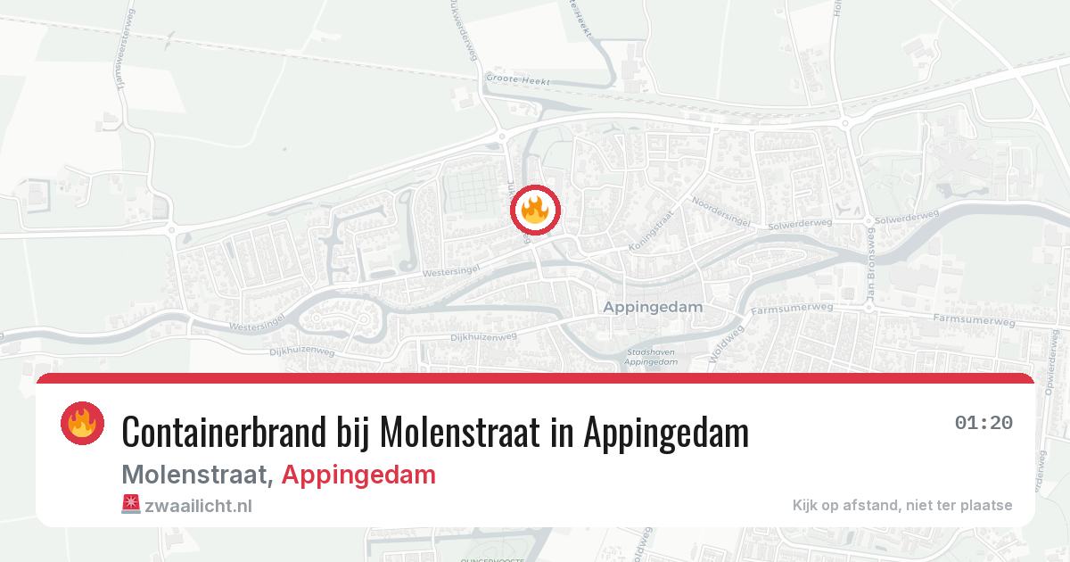 Containerbrand bij Molenstraat in Appingedam — 23 mei 2026