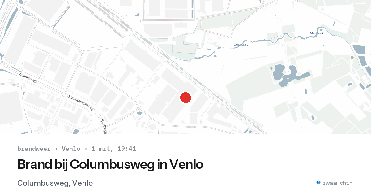 Brand bij Columbusweg in Venlo — 1 mrt 2026