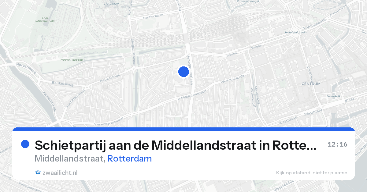 Schietpartij aan de Middellandstraat in Rotterdam — 16 aug 2026