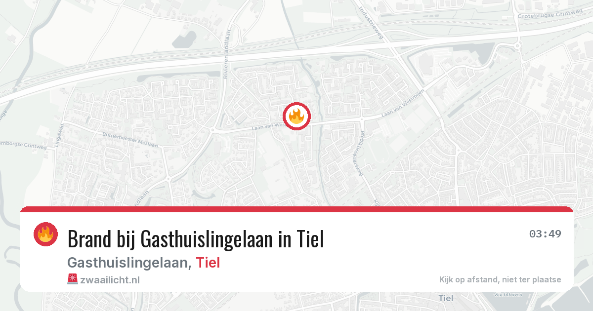 Brand bij Gasthuislingelaan in Tiel — 7 jul 2026