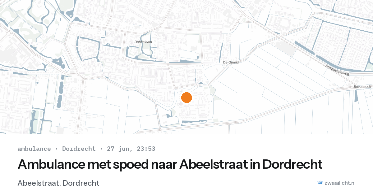 Ambulance met spoed naar Abeelstraat in Dordrecht — 27 jun 2026