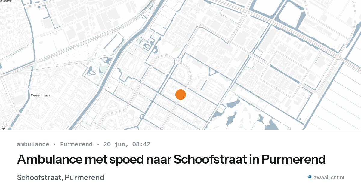 Ambulance met spoed naar Schoofstraat in Purmerend — 20 jun 2026