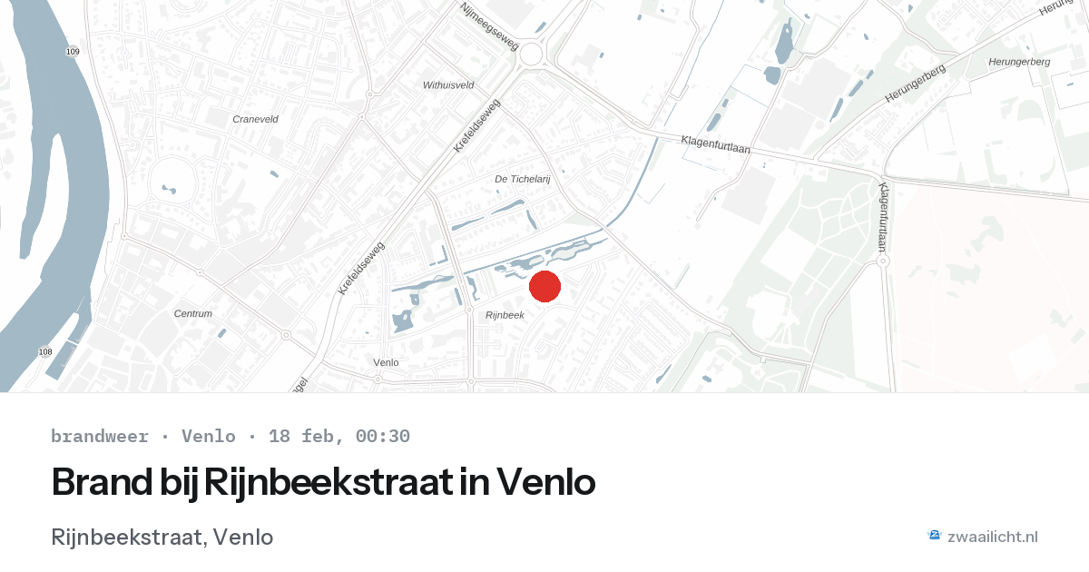 Brand bij Rijnbeekstraat in Venlo — 17 feb 2026