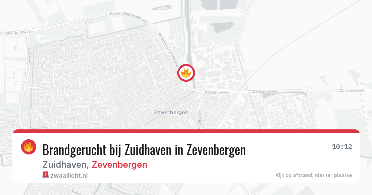 Brandgerucht bij Zuidhaven in Zevenbergen — 13 jul 2026
